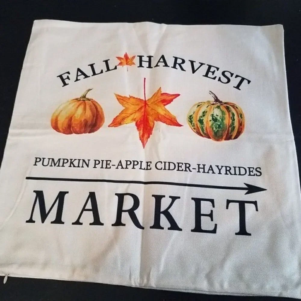 Harvest Market Pumpkin Hayrides Accent Throw Pillow Cover Case Fall 17